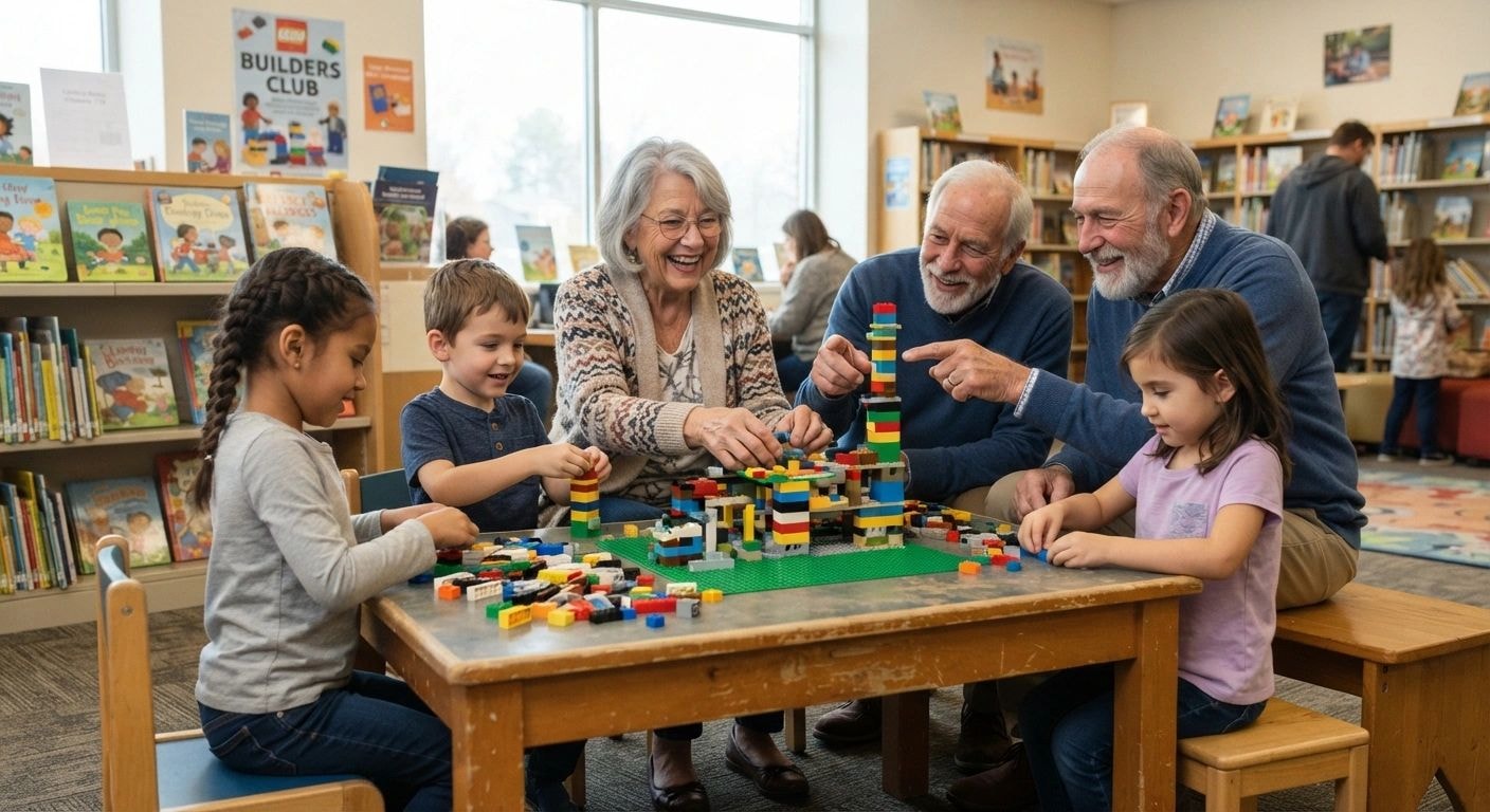Builders Club — children and seniors building with LEGO