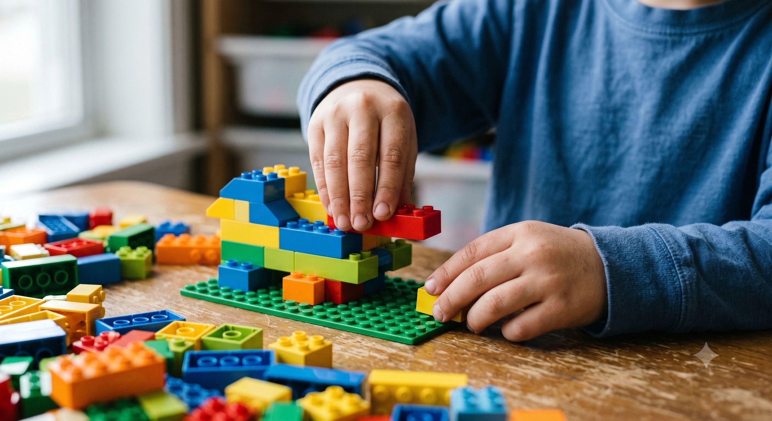 Child building with LEGO bricks